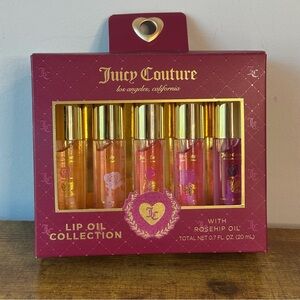 New Juicy Couture 5 Pck Lip Gloss Oil Set Makeup Hydrating Rosehip Cosmetic
